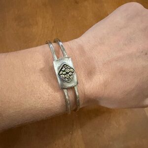 Anne Klein Silver and Gold Dual Band Bracelet